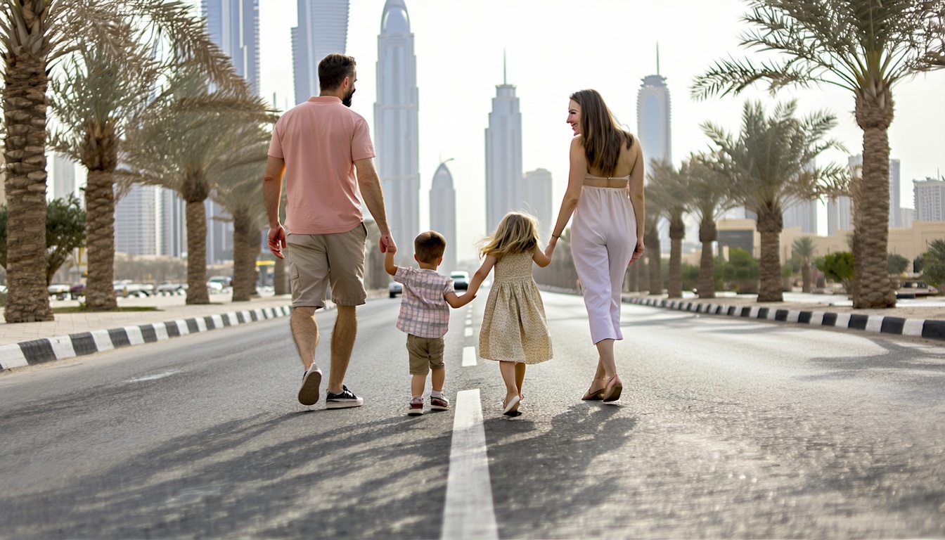 Family exploring Dubai on a guided road journey